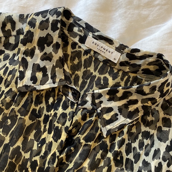 Equipment Sheer Leopard Print Button Down Shirt - Picture 3 of 5